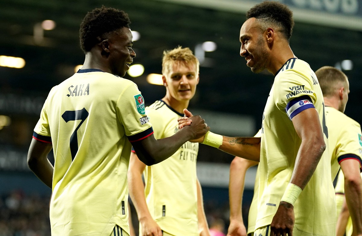 Saka Odegaard Aubameyang Arsenal