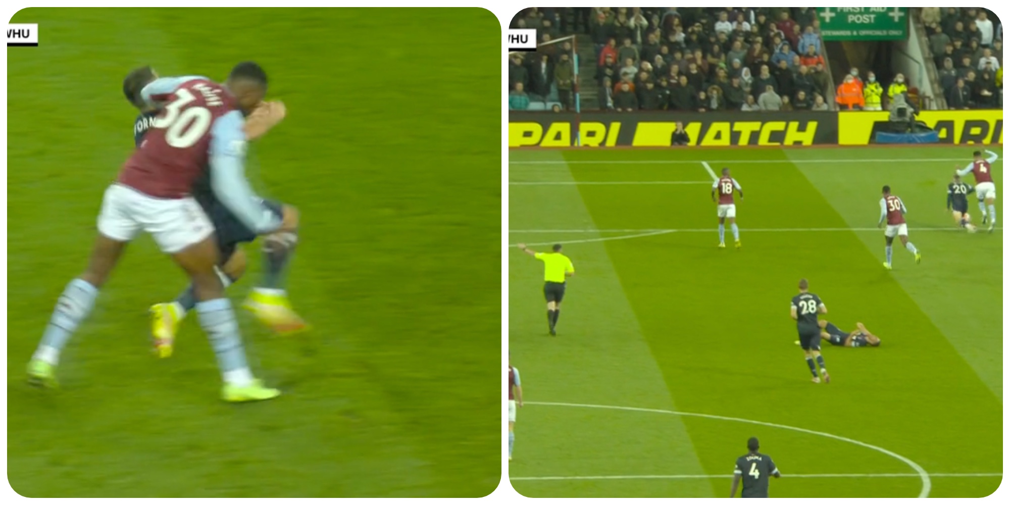 Kortney Hause clashes with Pablo Fornals in Aston Villa vs West Ham