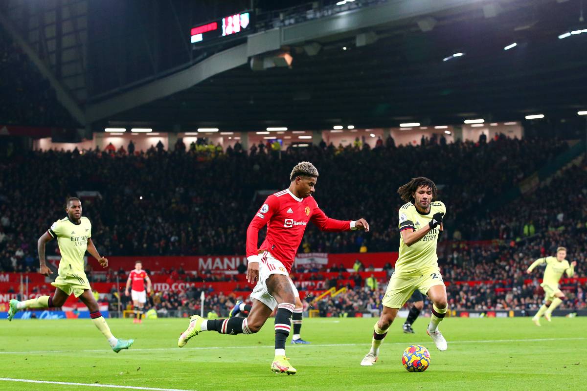 Marcus Rashford in action for Man United vs Arsenal