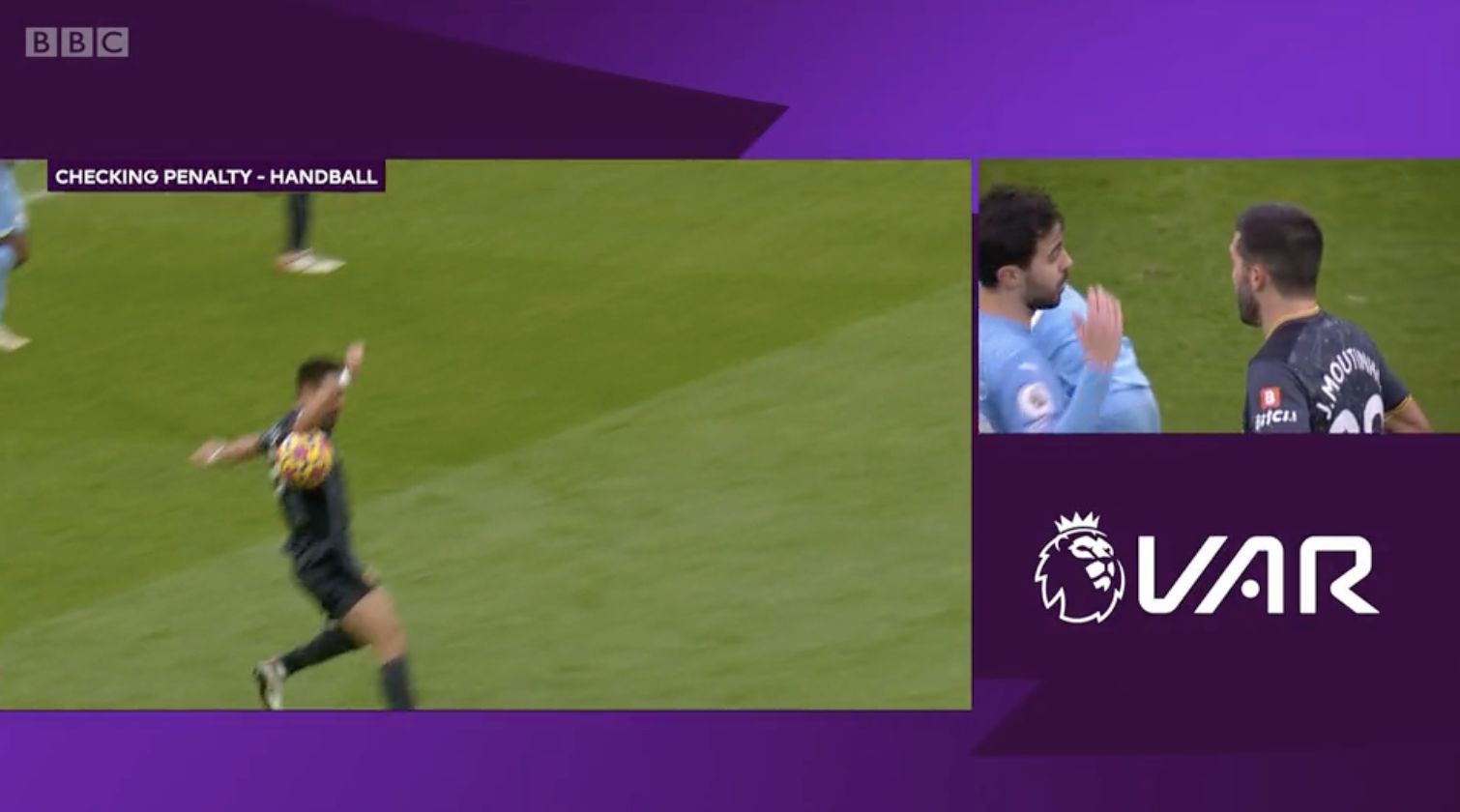 Handball was given for this