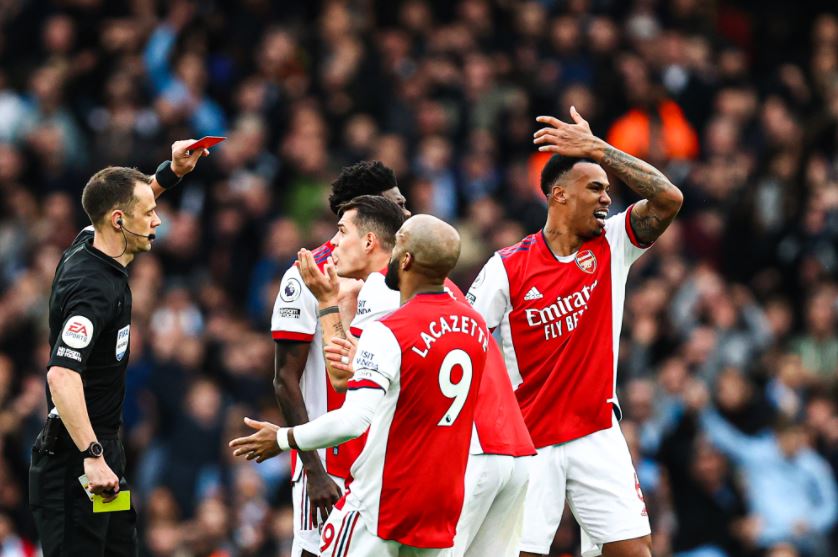 Gabriel sent off vs Man City