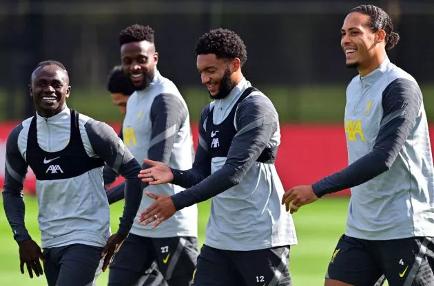 Mane Origi Gomez Van Dijk Liverpool training