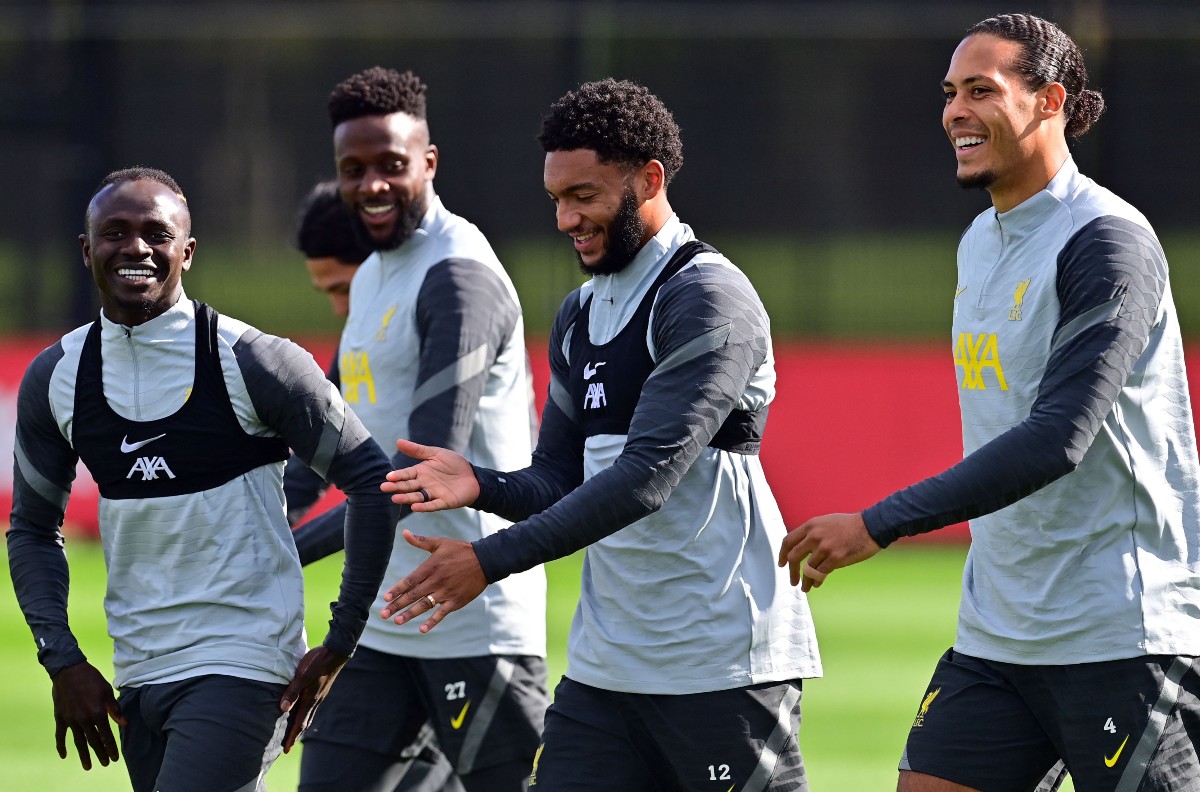 Mane Origi Gomez Van Dijk Liverpool training