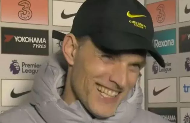 Thomas Tuchel laughs awkwardly