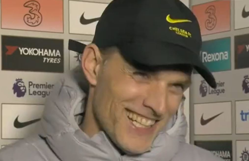 Thomas Tuchel laughs awkwardly