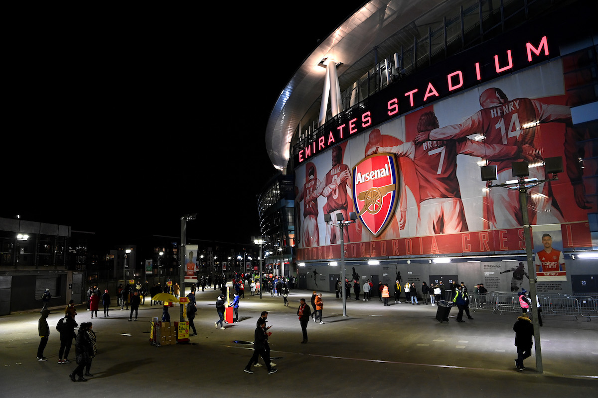 A general exterior view of the Emirates Stadium prior to the Carabao Cup Semi Final Second Leg match between Arsenal and Liverpool on January 20, 2022