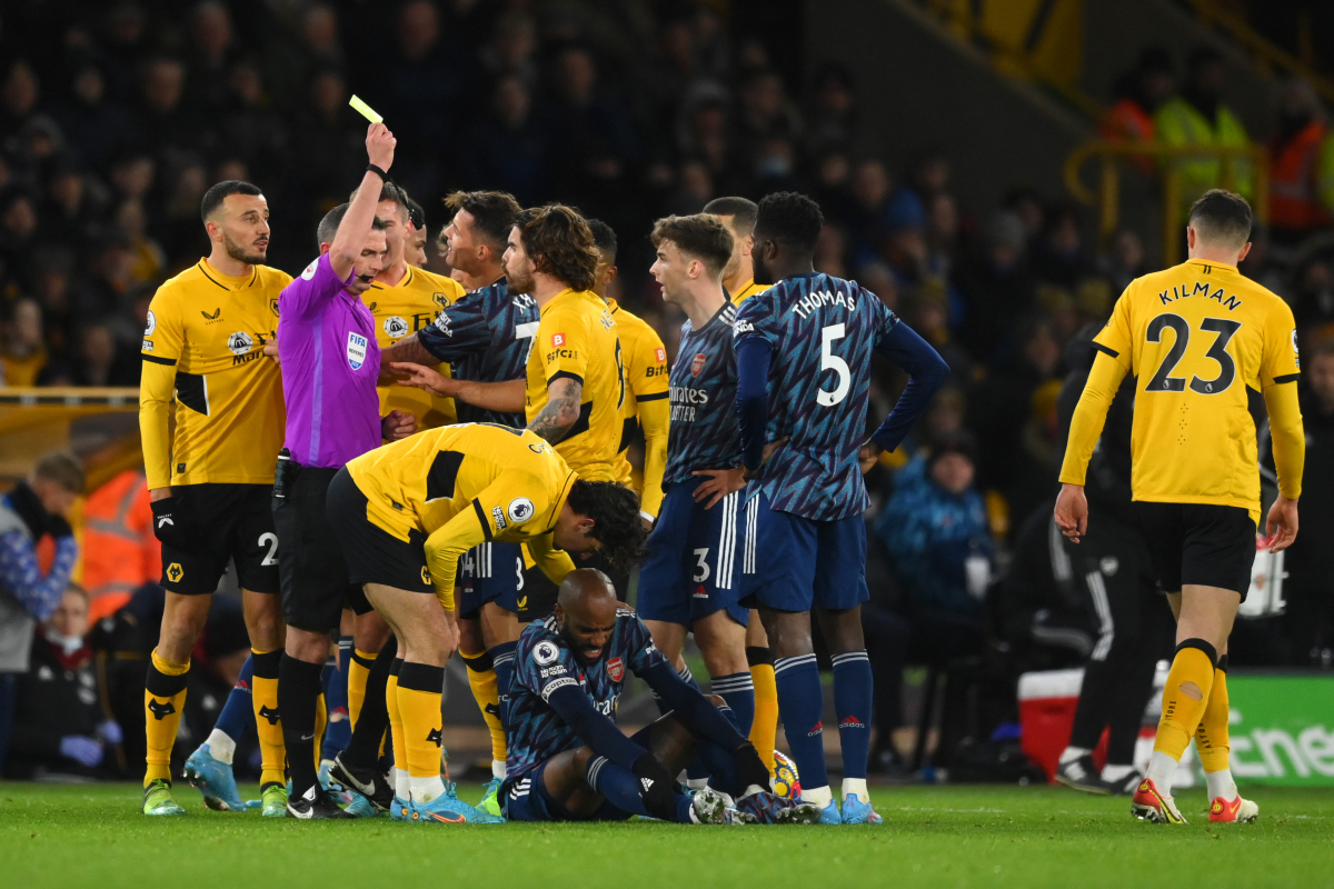 Ruben Neves yellow card for Wolves vs Arsenal
