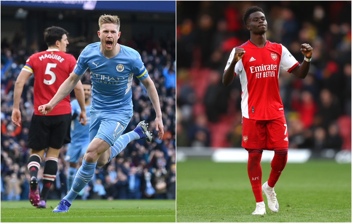 de bruyne vs man utd saka vs watford