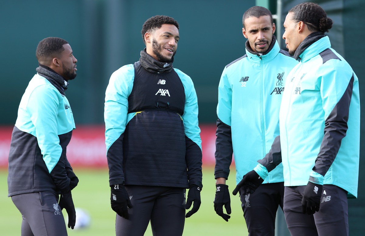 gomez matip van dijk liverpool fc training