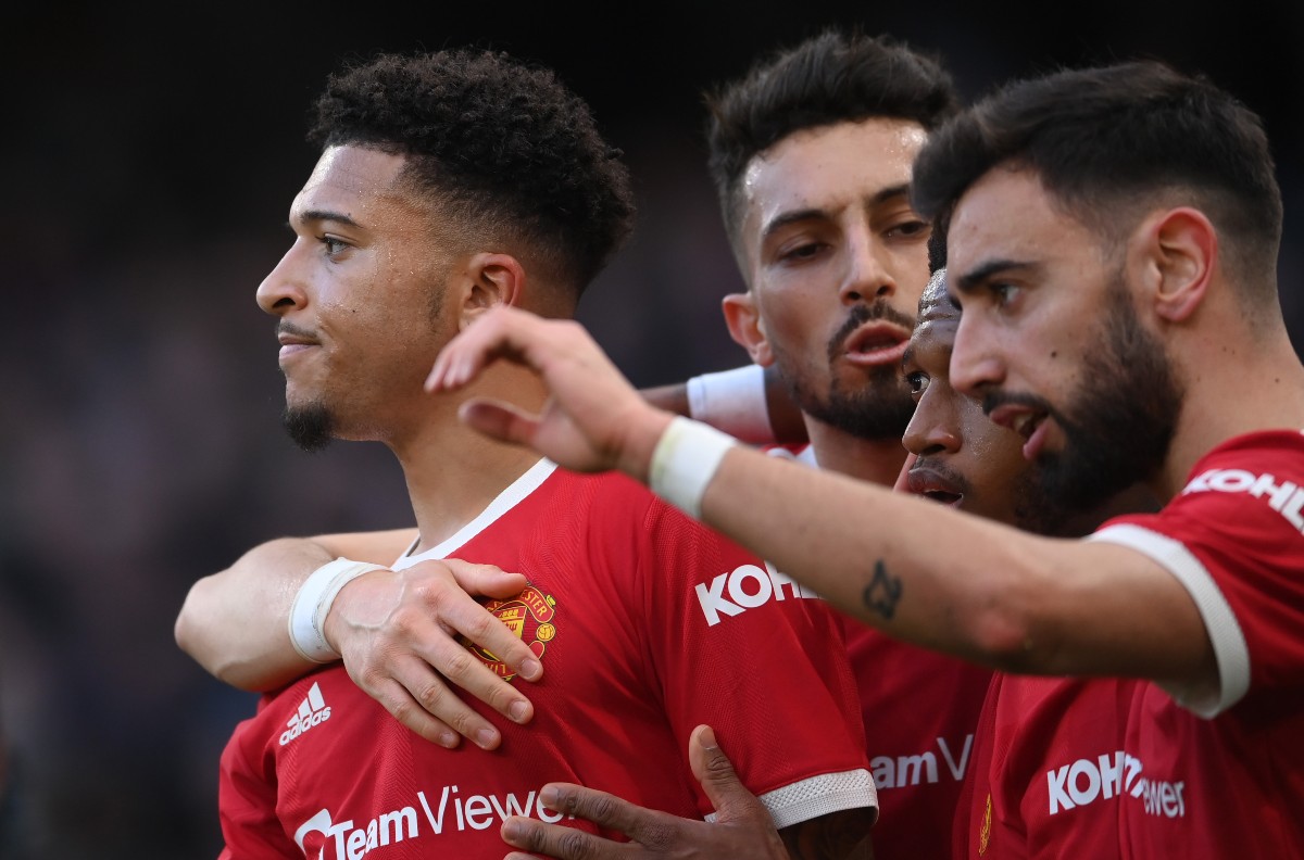 jadon sancho alex telles bruno fernandes man utd