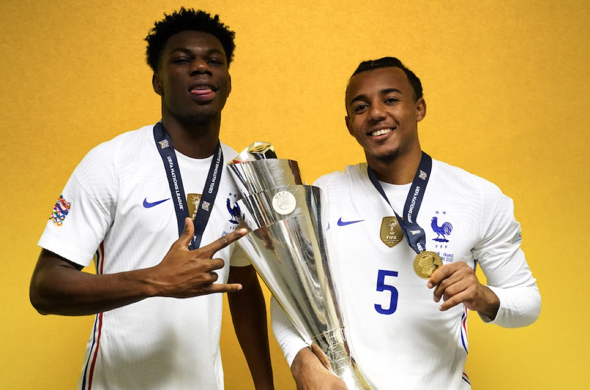 Aurelien Tchouameni Jules Kounde France trophy Aurelien Tchouameni Jules Kounde France trophy