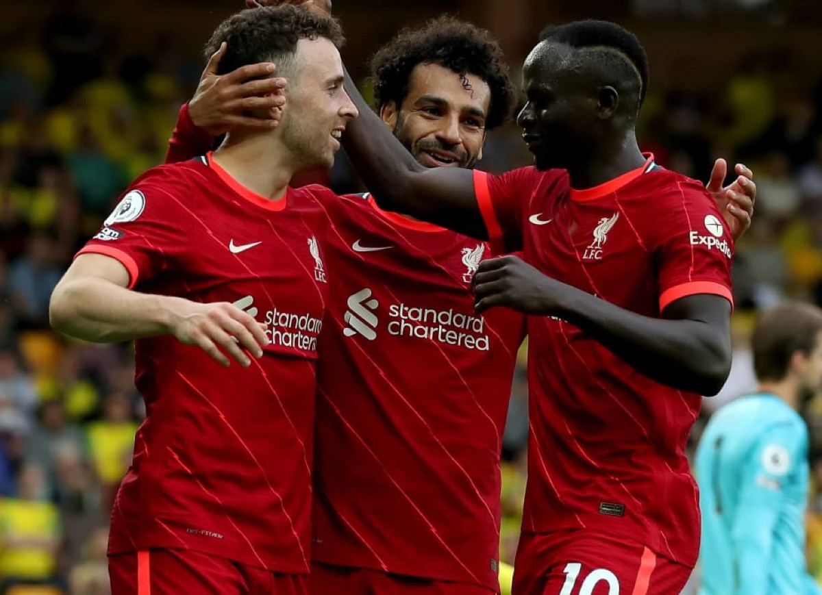 Diogo Jota Mohamed Salah and Sadio Mane LFC