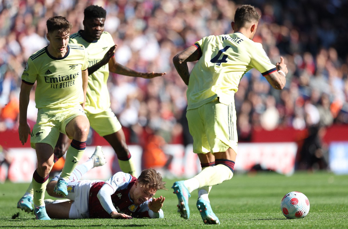 Tierney Partey White Arsenal vs Aston Villa