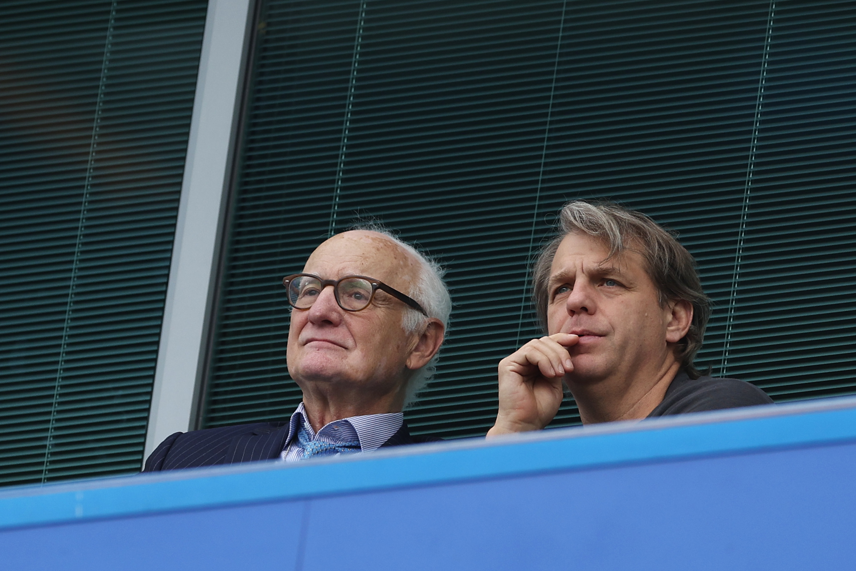 Bruce Buck of Chelsea and new owner Todd Boehly