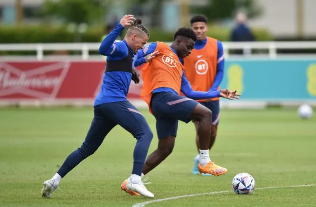 england training kalvin phillips bukayo saka