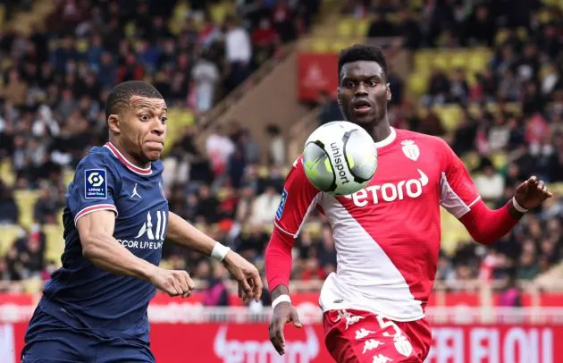 Kylian Mbappe Benoit Badiashile PSG Monaco