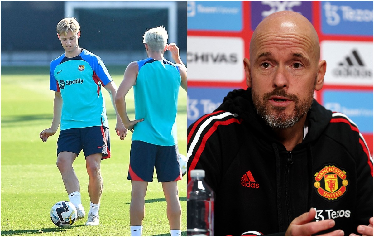 frenkie de jong erik ten hag barca training man united