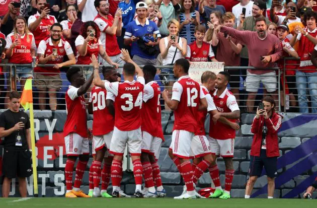 saka jesus arsenal everton friendly
