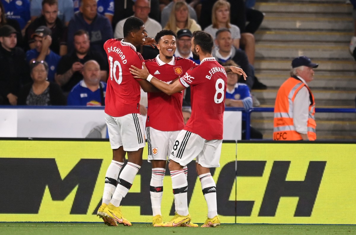 MUFC Leicester Rashford Sancho and Fernandes