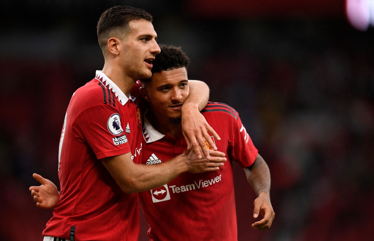 diogo dalot and jadon sancho manchester united