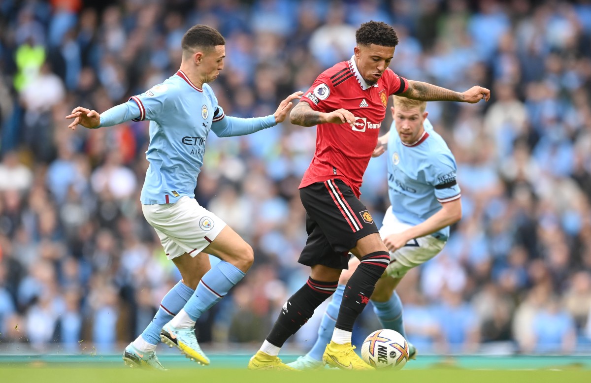 Phil Foden and Jadon Sancho Manchester Derby Phil Foden and Jadon Sancho Manchester Derby