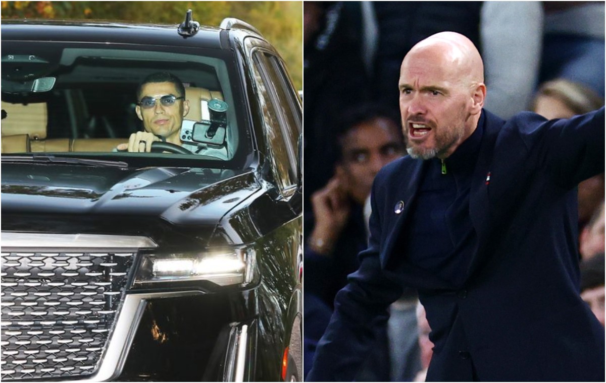 cristiano ronaldo in his car and erik ten hag