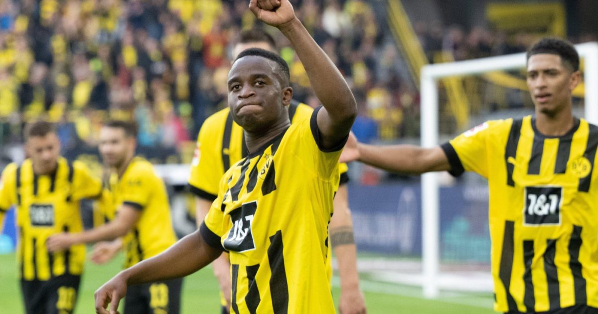 Youssoufa-Moukoko-celebrates-scoring-for-Borussia-Dortmund Youssoufa-Moukoko-celebrates-scoring-for-Borussia-Dortmund