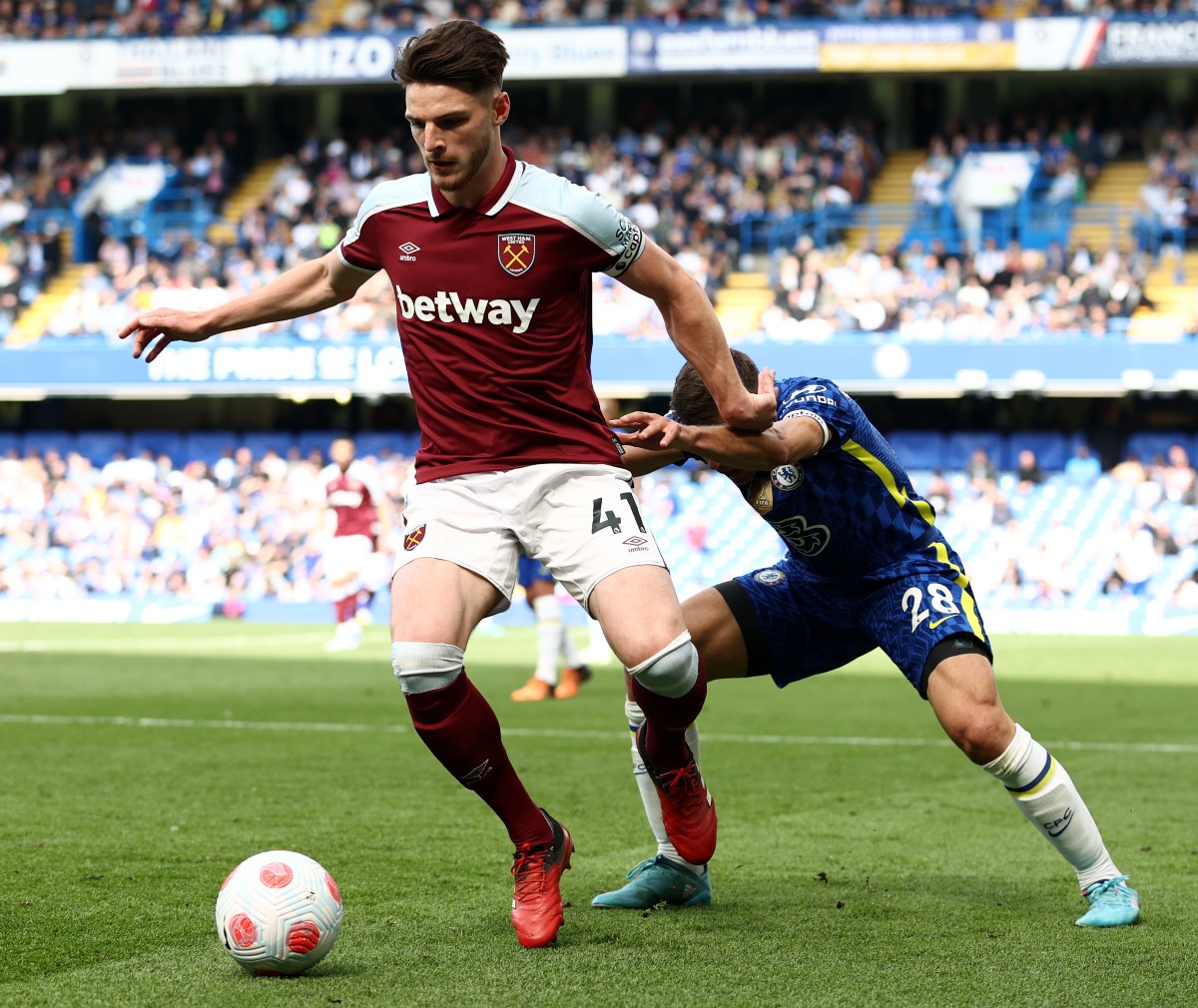 chelsea v west ham declan rice 2021-22 chelsea v west ham declan rice 2021-22