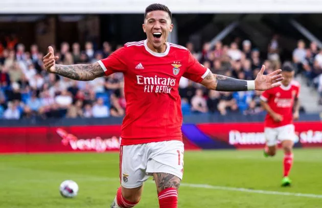 Enzo Fernandez celebrates a goal for Benfica