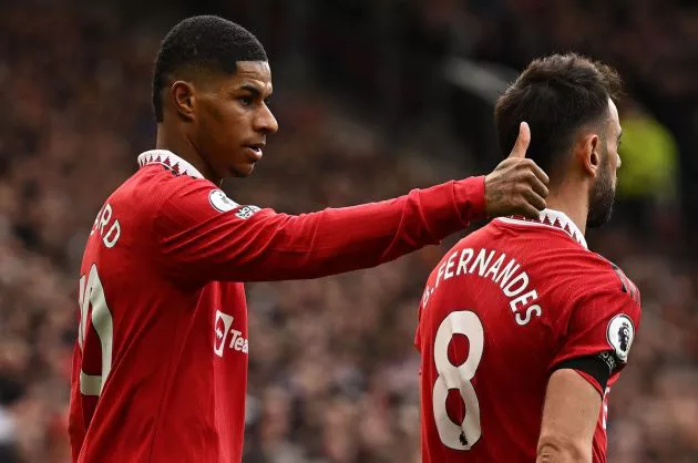 man utd fc marcus rashford bruno fernandes
