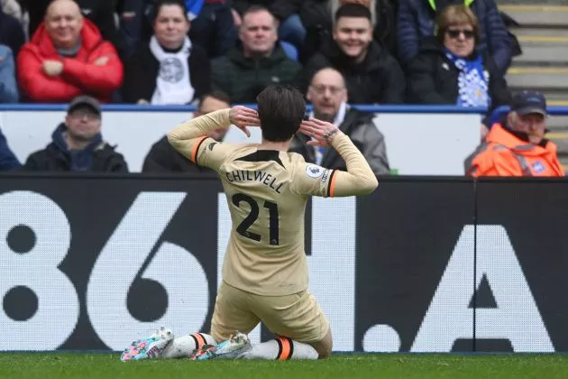 chilwell celebrates chelsea vs leicester