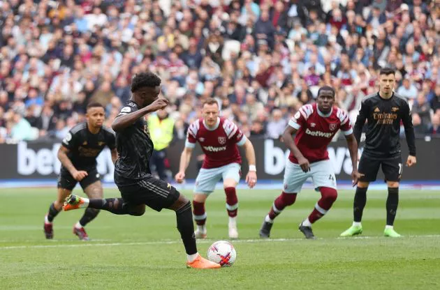 Saka penalty arsenal v west ham
