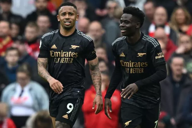 gabriel jesus bukayo saka anfield