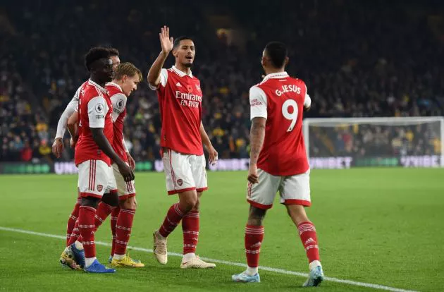 wolves 0-2 arsenal saliba jesus