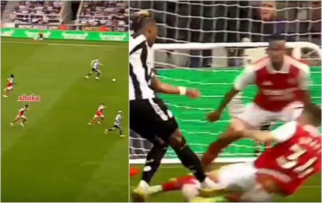 xhaka block vs newcastle