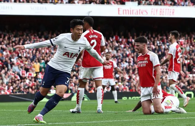 arsenal 2-2 tottenham son rice saliba