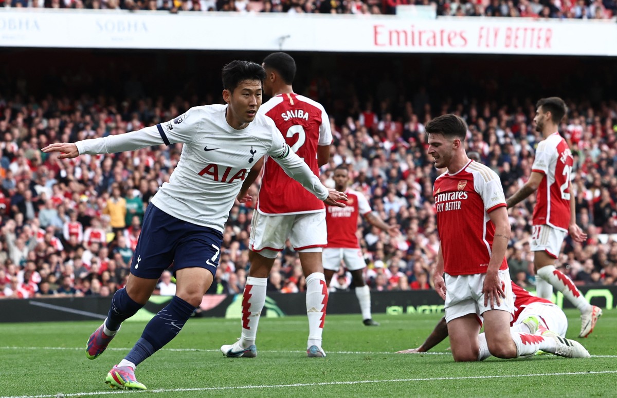 arsenal 2-2 tottenham son rice saliba