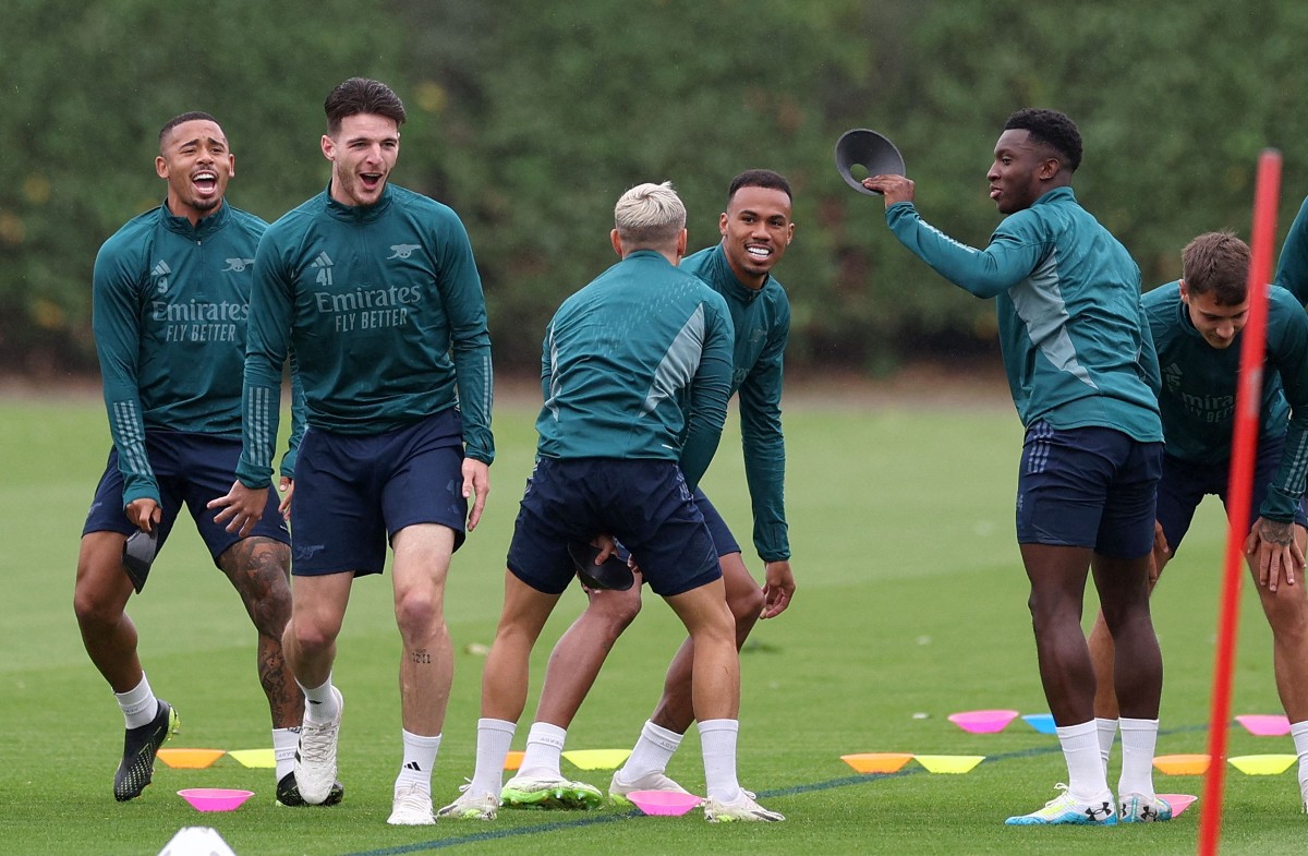 arsenal ucl training rice jesus nketiah