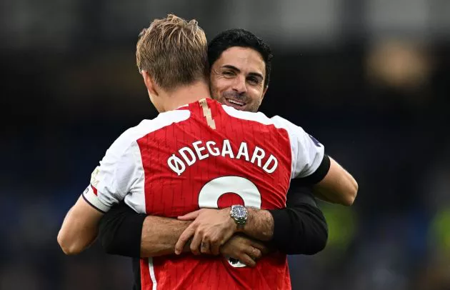 everton 0-1 arsenal odegaard arteta pic
