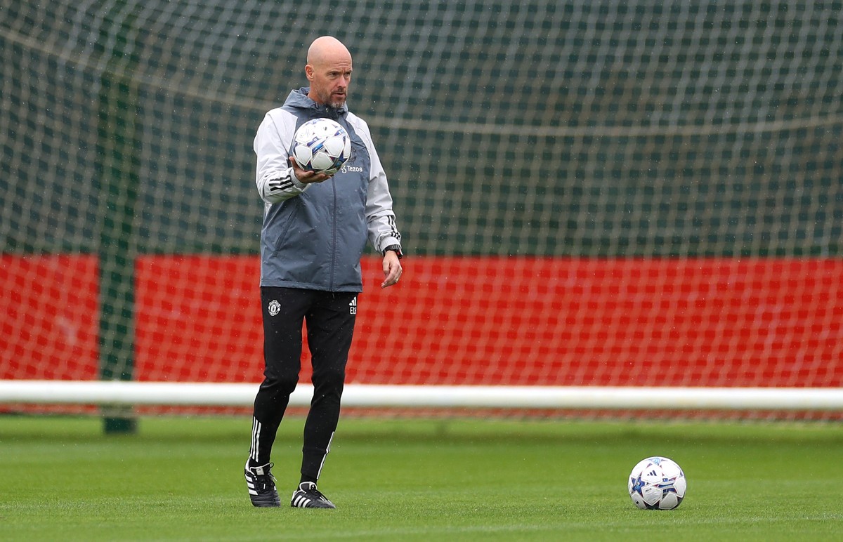 man utd training pre-ucl erik ten hag