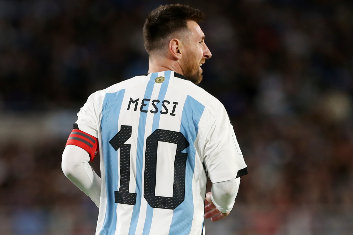 Lionel Messi pictured playing for Argentina
