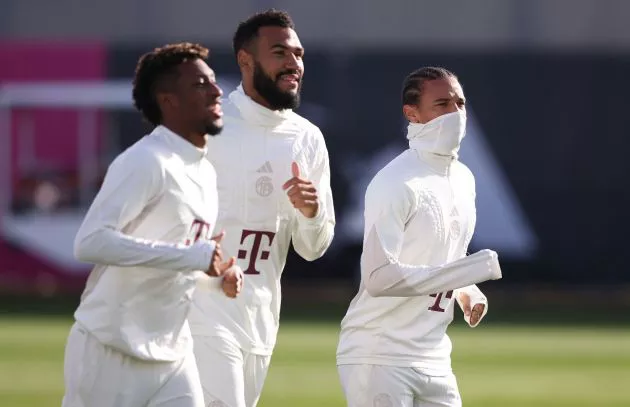 bayern training kingsley coman leroy sane