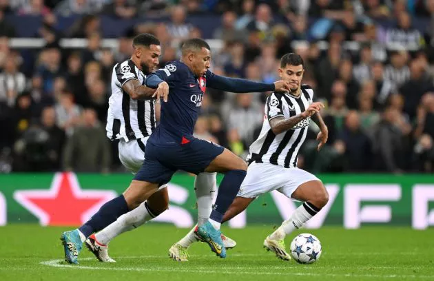 newcastle 4-1 psg mbappe guimaraes