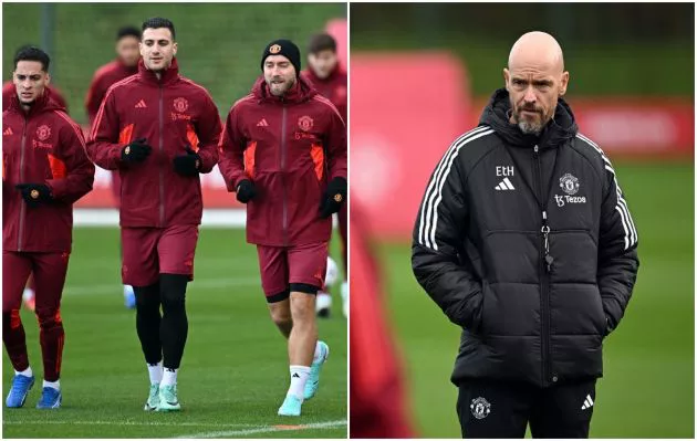 antony dalot eriksen ten hag man utd training