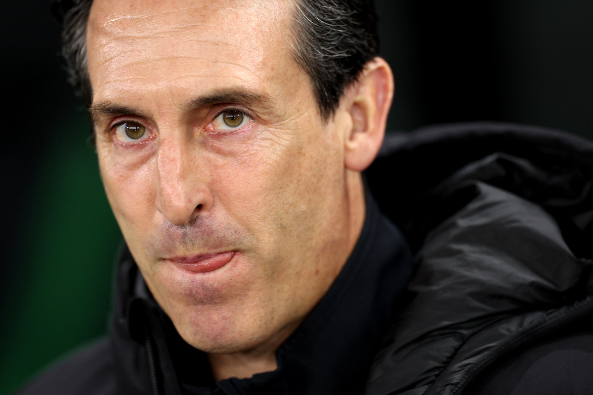 Unai Emery in the Aston Villa dugout.
