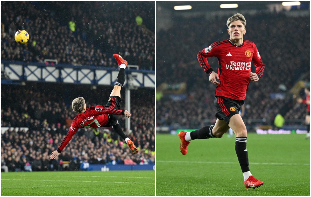 garnacho bicycle kick man utd everton