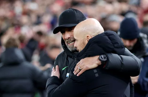 liverpool man united jurgen klopp and erik ten hag anfield