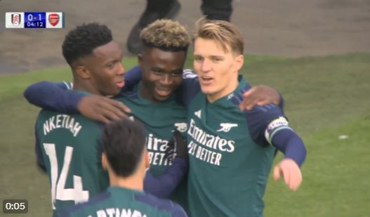 nketiah saka odegaard arsenal fulham