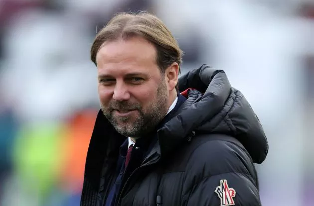 Tim Steidten, West Ham United Technical Director, looks on prior to the Emirates FA Cup Third Round match between West Ham United and Bristol City at London Stadium on January 07, 2024 in London, England.