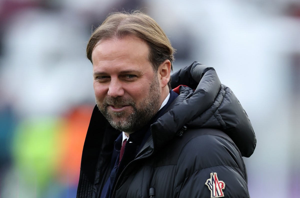 Tim Steidten, West Ham United Technical Director, looks on prior to the Emirates FA Cup Third Round match between West Ham United and Bristol City at London Stadium on January 07, 2024 in London, England.